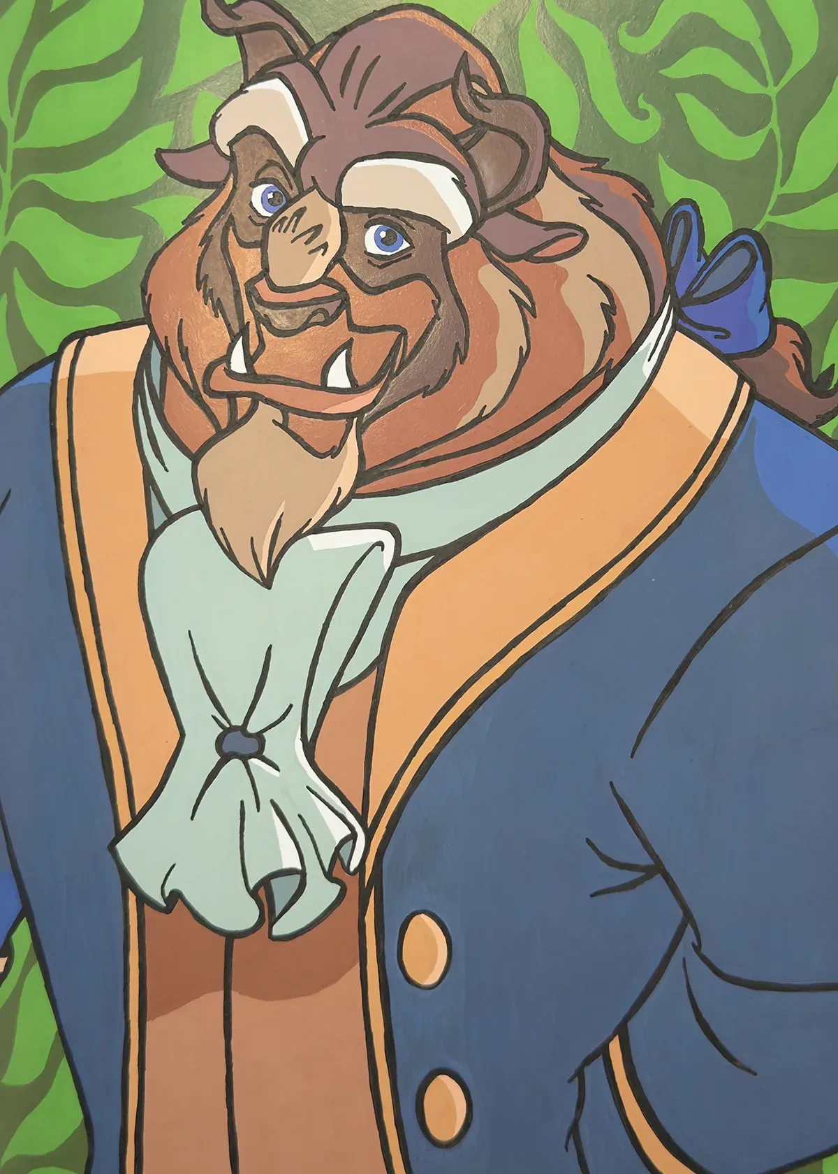 Completed colour-by-number scene of The Beast from Beauty and the Beast.